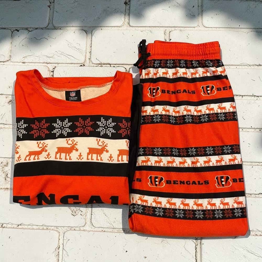 NFL Cincinnati Bengals Christmas Pajama Set XL Orange Black